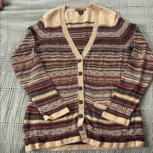 Eddie Bauer Multicolor Striped Cardigan Sweater